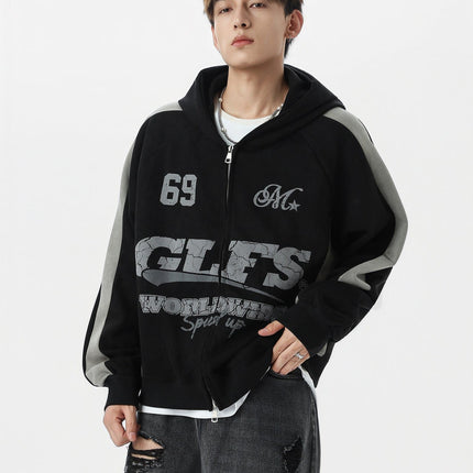 TALKLESSFASHION Suede Biker Hooded Zip-Up