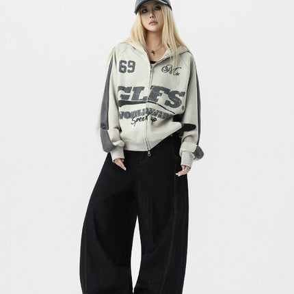 TALKLESSFASHION Suede Biker Hooded Zip-Up