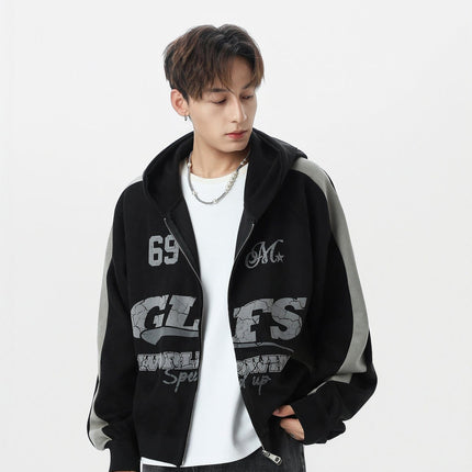 TALKLESSFASHION Suede Biker Hooded Zip-Up