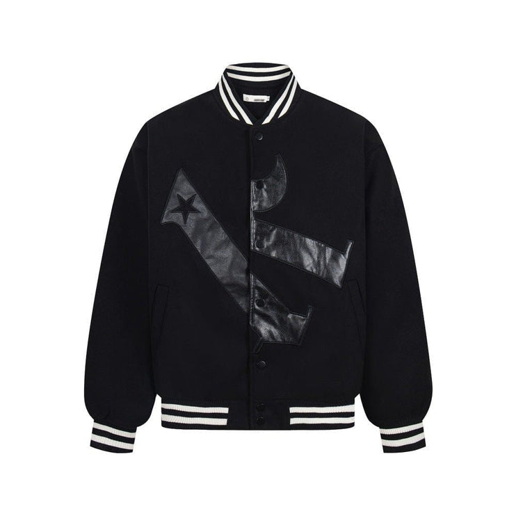 TALKLESSFASHION TALKLESSFASHION: Bold Stitches Baseball Jacket