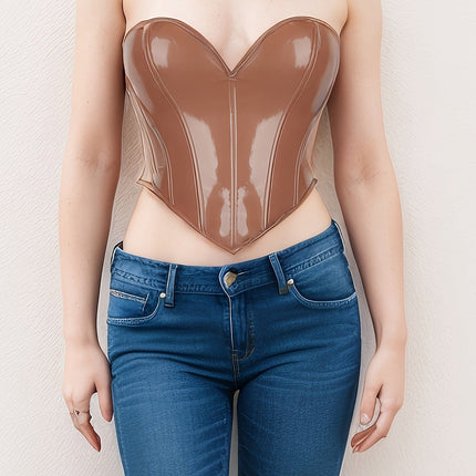 TALKLESSFASHION The new PVC leather breast support sexy shapewear top Amazon AliExpress wish cross-border e-commerce supply delivery