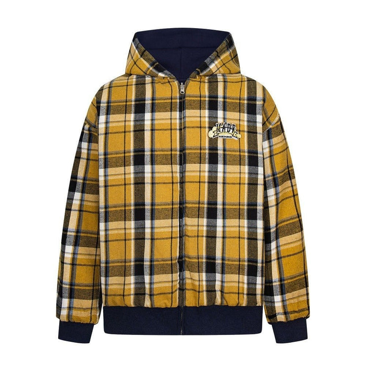 TALKLESSFASHION two sided plaid hooded jacket on both sides