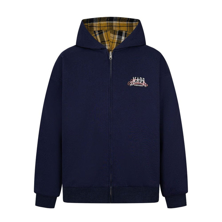 TALKLESSFASHION two sided plaid hooded jacket on both sides