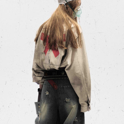 TALKLESSFASHION Vintage Badge Detroit Lapel Jacket