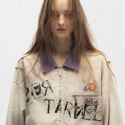 TALKLESSFASHION Vintage Badge Detroit Lapel Jacket