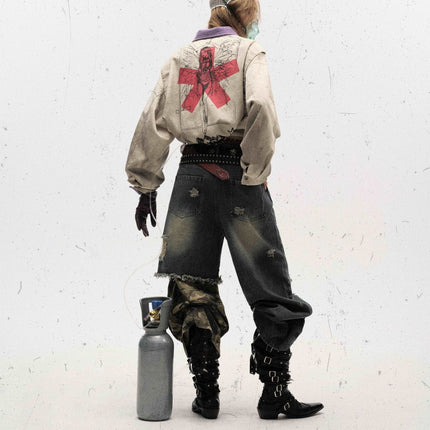 TALKLESSFASHION Vintage Badge Detroit Lapel Jacket