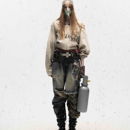 TALKLESSFASHION Vintage Badge Detroit Lapel Jacket