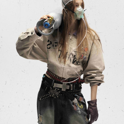 TALKLESSFASHION Vintage Badge Detroit Lapel Jacket