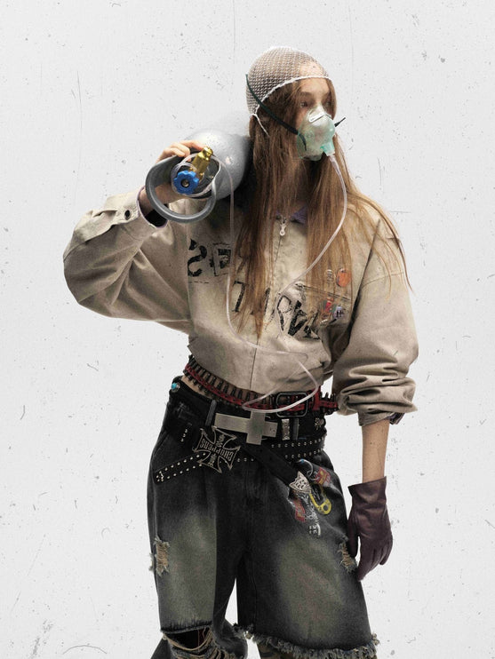 TALKLESSFASHION Vintage Badge Detroit Lapel Jacket