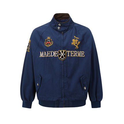 TALKLESSFASHION Vintage Badge Embroidered Cargo Jacket