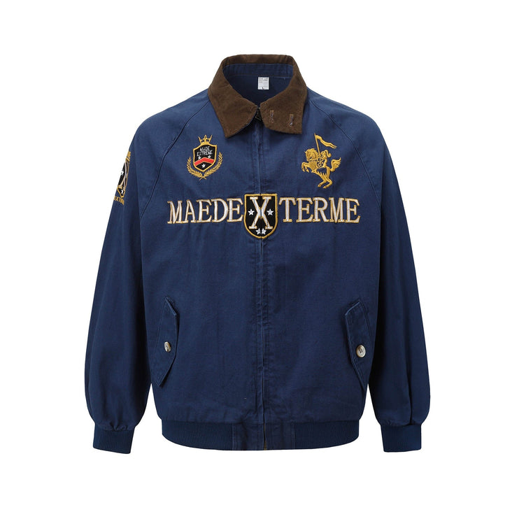 TALKLESSFASHION Vintage Badge Embroidered Cargo Jacket