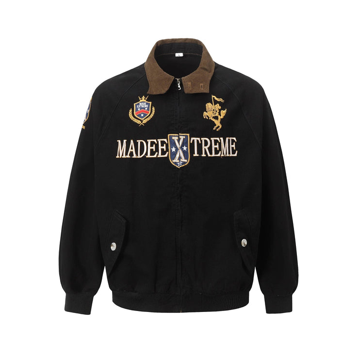 TALKLESSFASHION Vintage Badge Embroidered Cargo Jacket