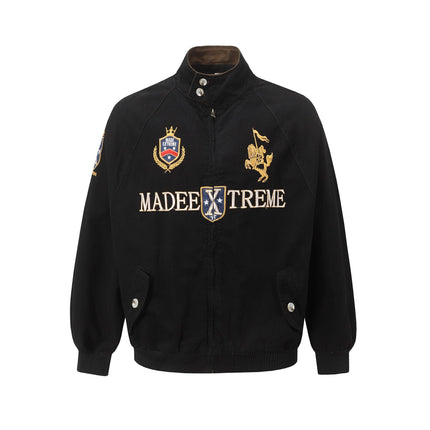 TALKLESSFASHION Vintage Badge Embroidered Cargo Jacket