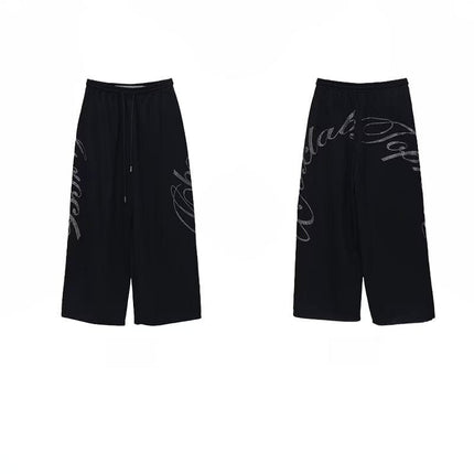 TALKLESSFASHION Vintage hip hop hot diamond black hip hop casual sweatpants women's winter design jazz dance scimitar pants