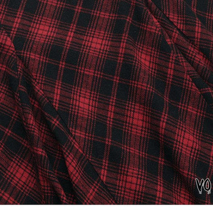 TALKLESSFASHION VOstudio 2025 spring summer new retro red and black plaid irregular skirt can be adjusted to wear more midi skirts