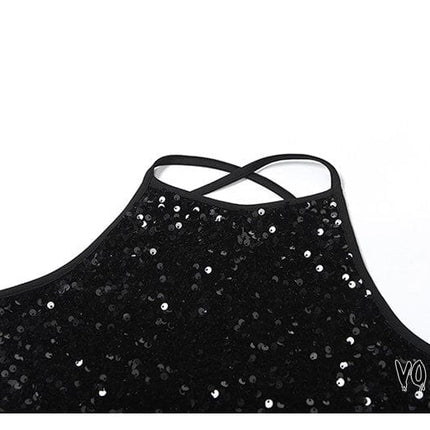 TALKLESSFASHION VOstudio babes slim short beauty back top sequins bling sparkling chain camisoles female underwear