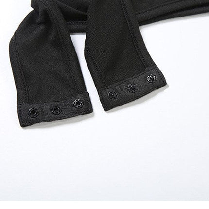 TALKLESSFASHION VOstudio cool hot girl design sense corn hole long sleeve bodysuit women's ring hollow slim slim top