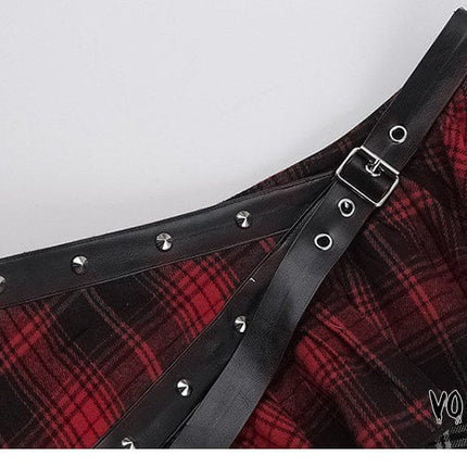 TALKLESSFASHION VOstudio subculture wears irregular checks, patchwork, lace, design, niche skirts, hot girl skirts