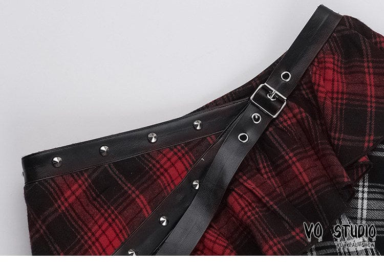 TALKLESSFASHION VOstudio subculture wears irregular checks, patchwork, lace, design, niche skirts, hot girl skirts