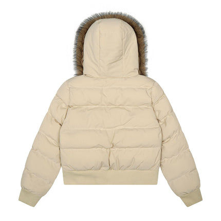 TALKLESSFASHION Warm detachable fur collar hooded cotton jacket women's winter American retro casual thickened bread clothes manufacturer straight hair