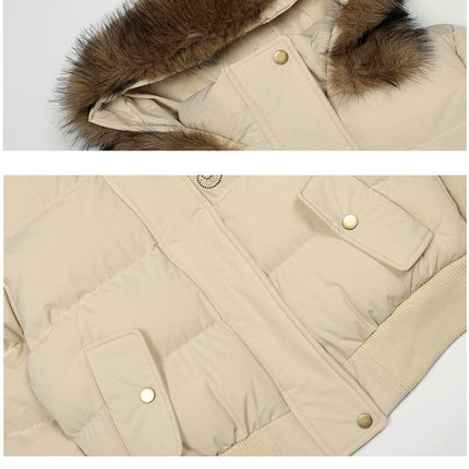 TALKLESSFASHION Warm detachable fur collar hooded cotton jacket women's winter American retro casual thickened bread clothes manufacturer straight hair