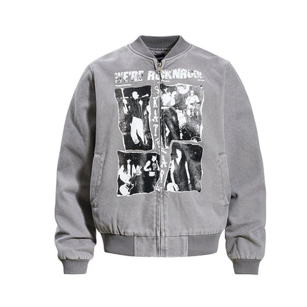 TALKLESSFASHION Washed Canvas Flight Bomber Jacket