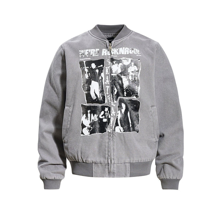 TALKLESSFASHION Washed Canvas Flight Bomber Jacket