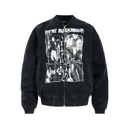 TALKLESSFASHION Washed Canvas Flight Bomber Jacket