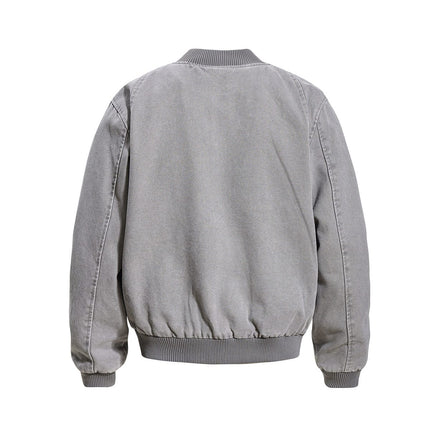 TALKLESSFASHION Washed Canvas Flight Bomber Jacket