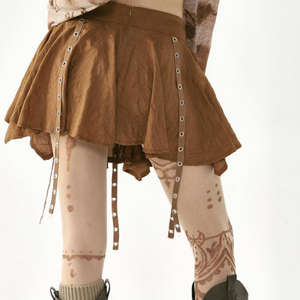 TALKLESSFASHION Wasteland style retro irregular ruffle skirt women's spring and summer design sense small man streamer pleated skirt