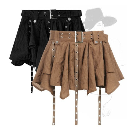 TALKLESSFASHION Wasteland style retro irregular ruffle skirt women's spring and summer design sense small man streamer pleated skirt