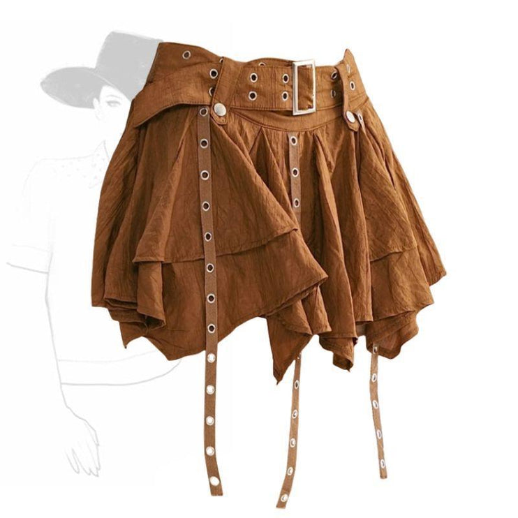TALKLESSFASHION Wasteland style retro irregular ruffle skirt women's spring and summer design sense small man streamer pleated skirt