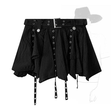 TALKLESSFASHION Wasteland style retro irregular ruffle skirt women's spring and summer design sense small man streamer pleated skirt
