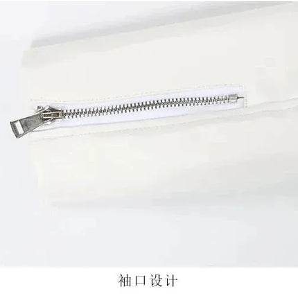 TALKLESSFASHION White Biker Mid-Length PU Jacket