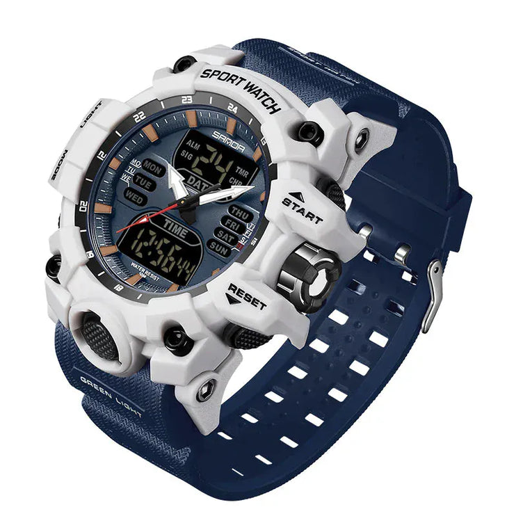 TALKLESSFASHION White Blue Electronic Analog and Digital Waterproof wrist watch ----7254