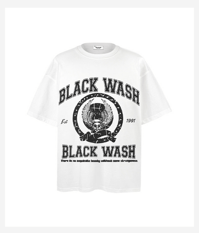 TALKLESSFASHION White / M Black Wash Printed T-Shirt
