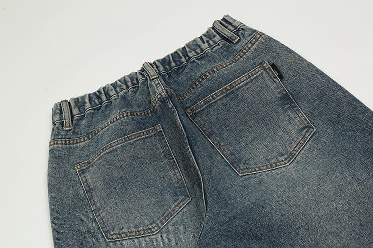 TALKLESSFASHION Women's American Style Loose Wide Leg Dark Blue Jeans