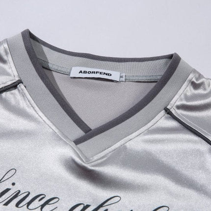 TALKLESSFASHION XPKAEAX American High Street Digital Print V-Neck Long Sleeve T-Shirt Men's and Women's Fall 2025 Jersey Sporty Top