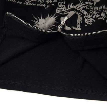 TALKLESSFASHION XPKAEAX American Spice Girl Monogram Print Stand Neck Long Sleeve T-Shirt Women's Base Jacket Slim Slim Short Top