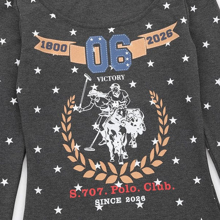 TALKLESSFASHION XPKAEAX American Vintage Spice Girl Star Off-the-Shoulder Long Sleeve T-Shirt Women's Slanted Shoulder Slimming Slimming One-Shoulder Top