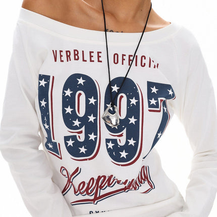 TALKLESSFASHION XPKAEAX Spice Girl Style American High Street Slim Long Sleeve T-Shirt Women's New Off-the-Shoulder Slimming Top for Fall 2025