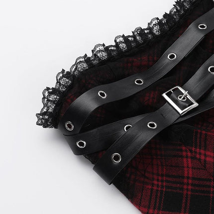 TALKLESSFASHION XS24244 summer gothic new hip skirt celebrity style temperament sexy red plaid bandeau dress women