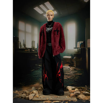 TALKLESSFASHION Y2K Mohair Hooded Cardigan